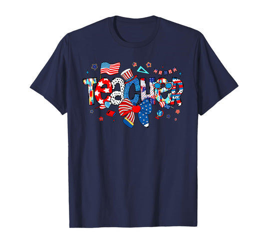 American Flag 4th Of July Patriotic Teacher Life Men Women T-Shirt