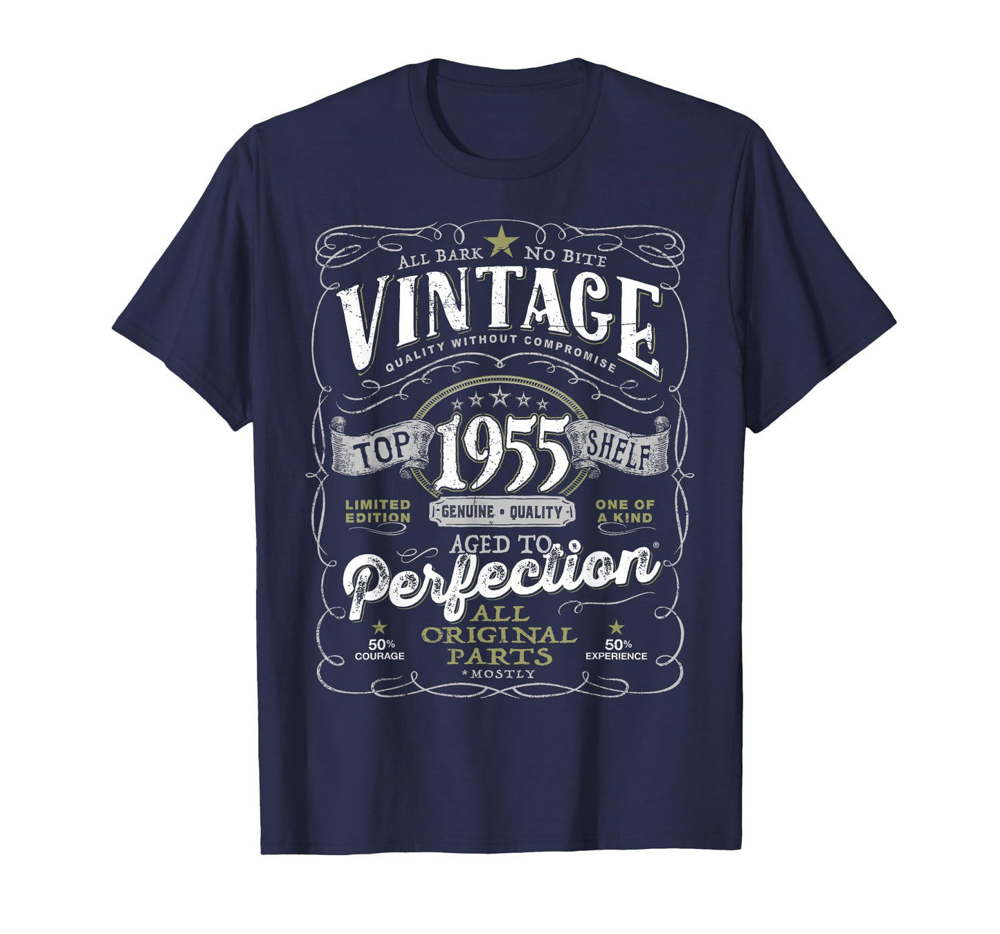 70th Birthday Tee for Men Vintage 1955 Original Parts Mostly T-Shirt