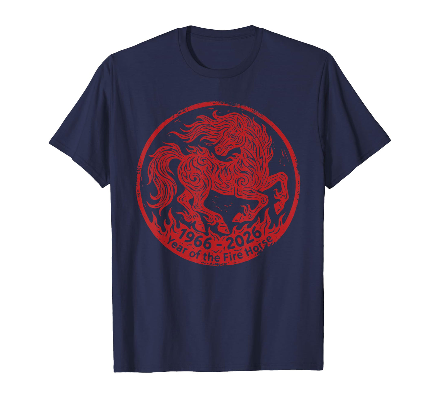 1966 2026 Year of The Fire Horse 60th Birthday Zodiac T-Shirt - T-Shirt | Navy