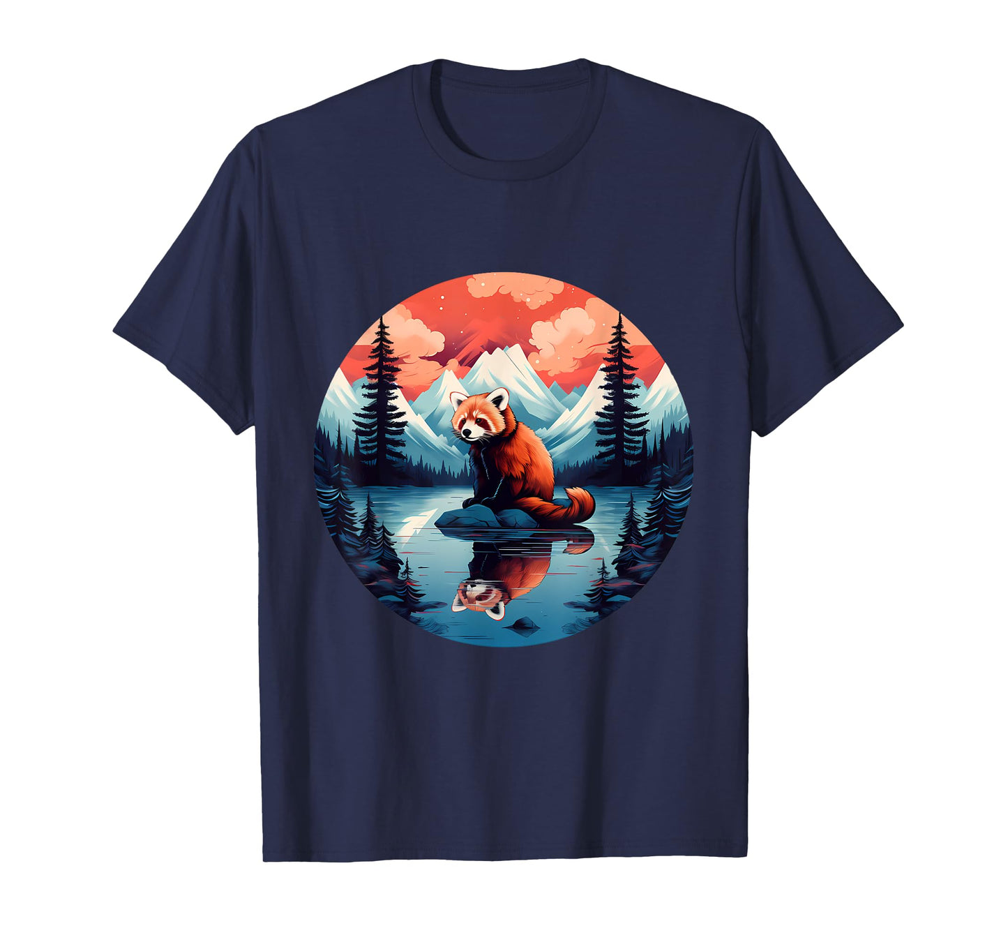 Forest Animal Art Red Panda Colorful Landscape Animal Art Wildlife Artwork T-Shirt