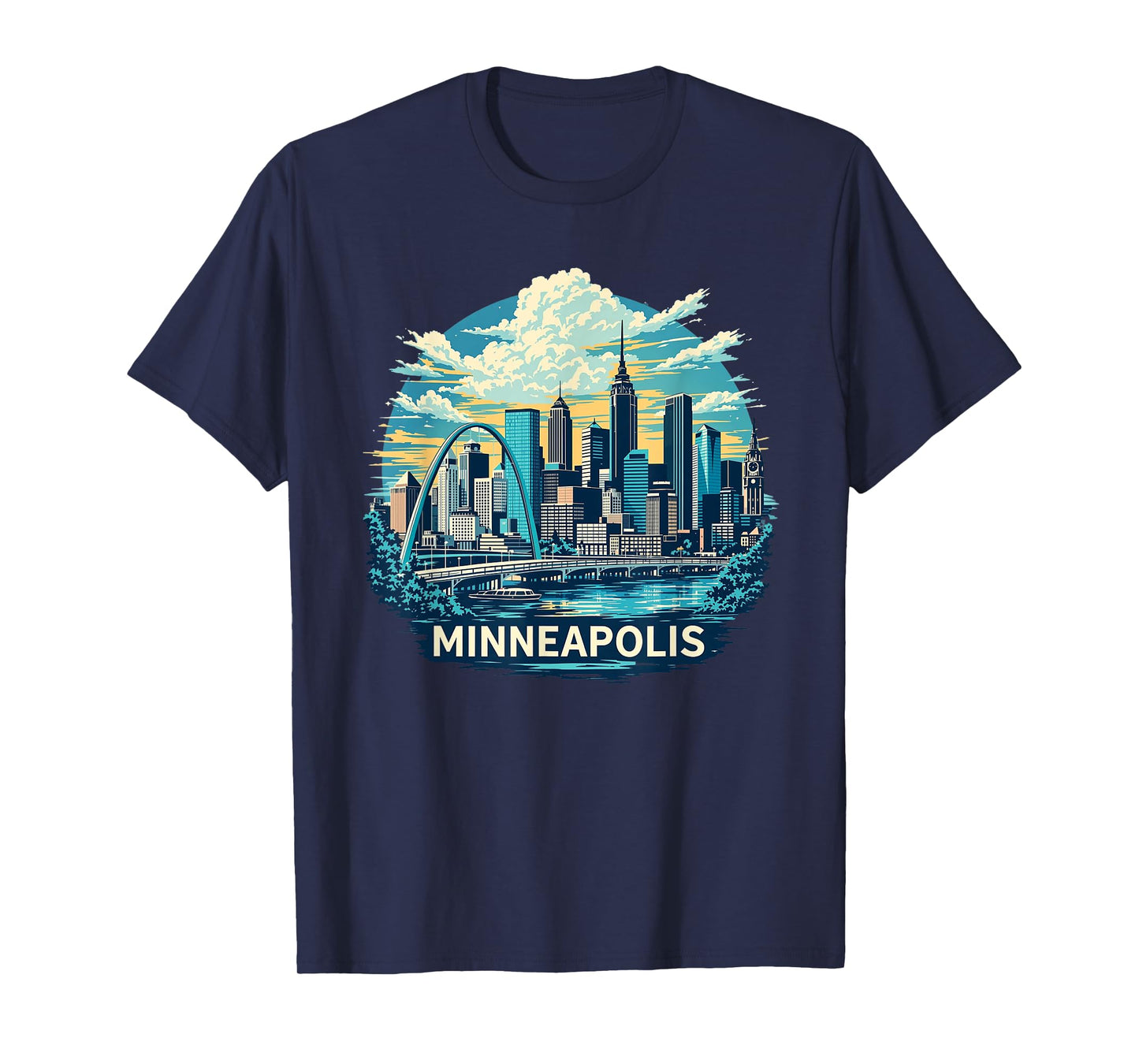 Vintage Minneapolis Minnesota Sunset Skyline Cityscape Retro T-Shirt