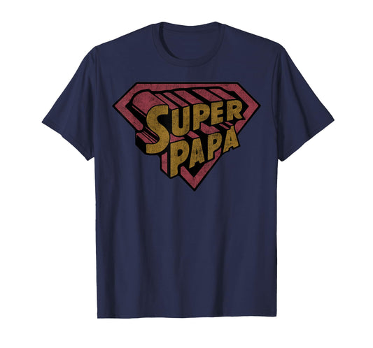 Super Papa Hero Shield Emblem Design T-Shirt
