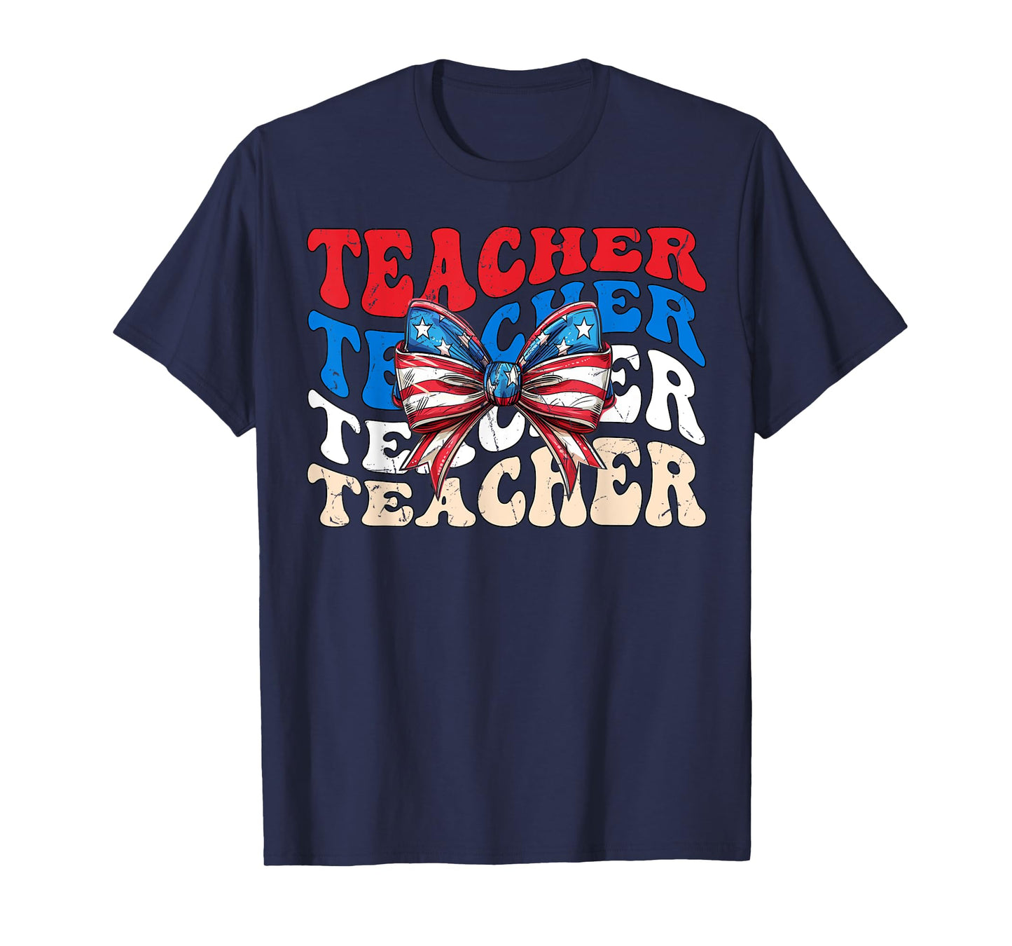 Groovy Teacher American flag 4th of July USA funny Teacher T-Shirt for Women Men