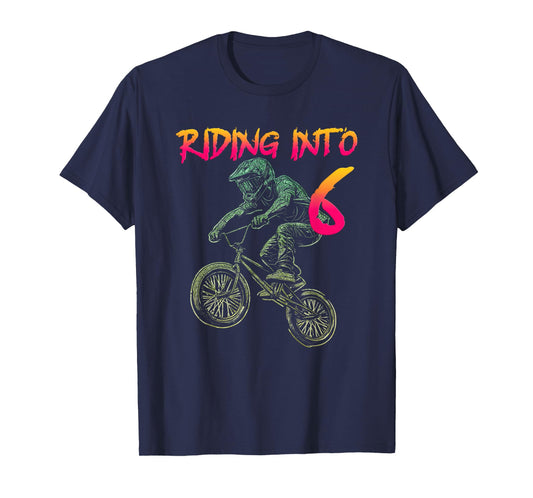 Funny 6 Year Old Bmx Birthday Boy Bicycle 6th Birthday T-Shirt