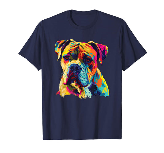 Watercolor Colorful American Bulldog Dog T-Shirt for Men Women Girls Kids