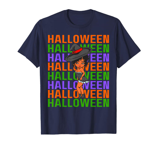 Funny Melanin Halloween Black Girl Magic Witches T-Shirt