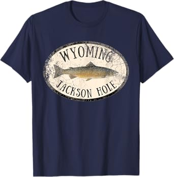 Wyoming Jackson Hole Trout Fish Fly Fishing Vintage T-Shirt