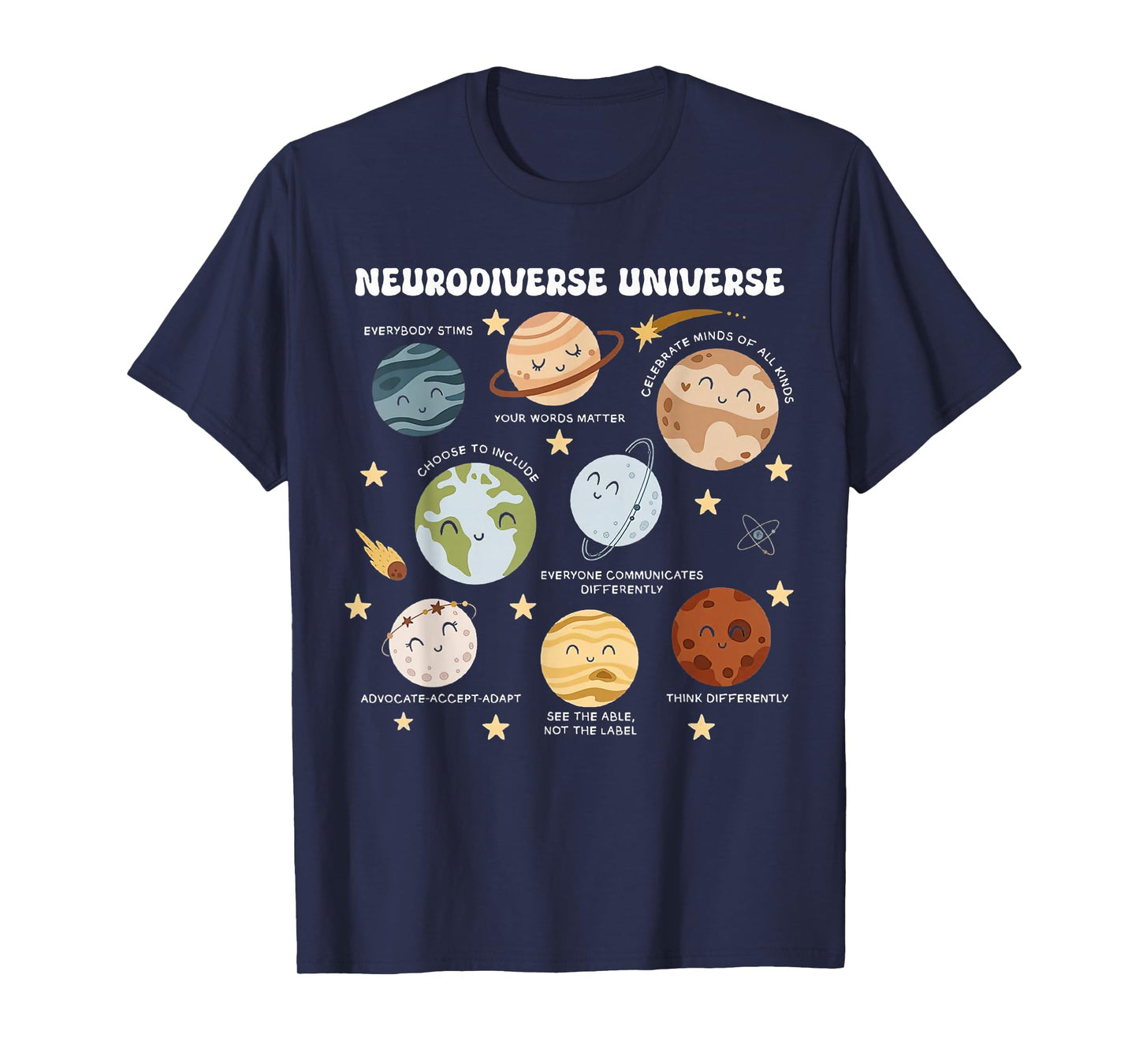 Neurodiverse Universe Space Planet Special Education Teacher T-Shirt