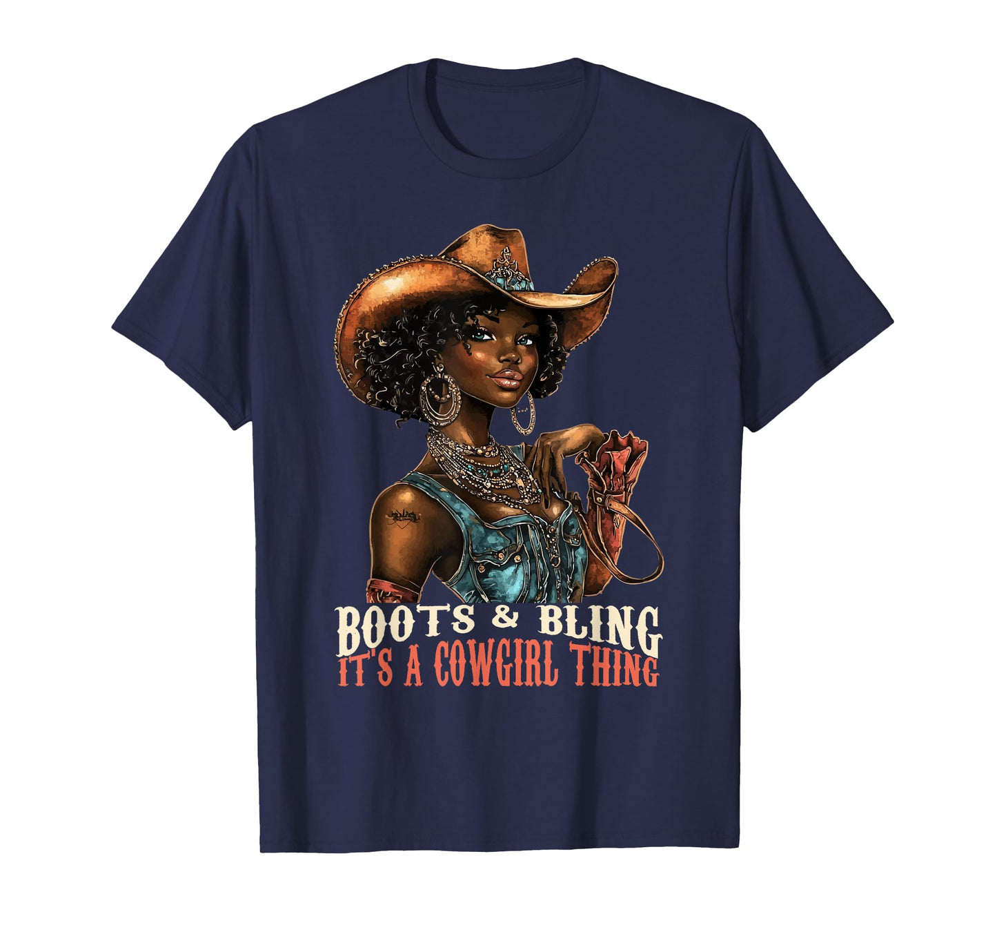 Boots and Bling it's Cowgirl Thing Western Country Melanin T-Shirt