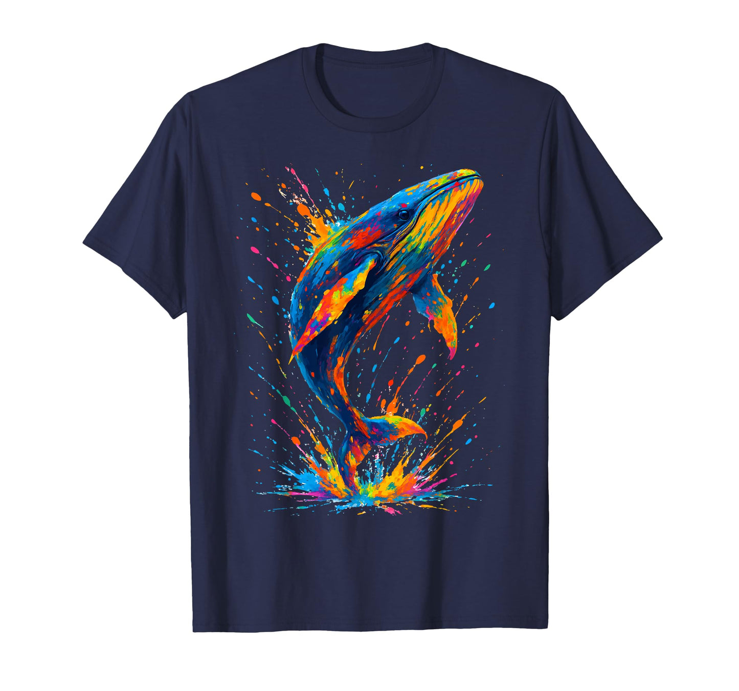 Colorful Whale Splash Ink Art Ocean Animal Whale lovers T-Shirt