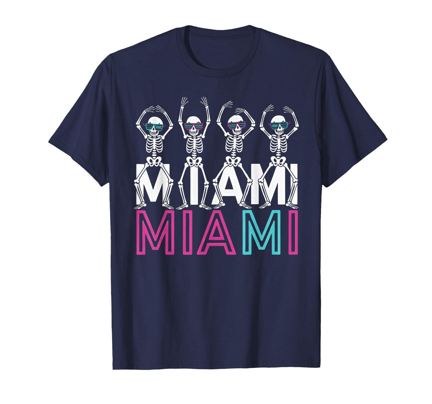 Funny Miami Florida Halloween Skeleton Classic Graphic Retro T-Shirt