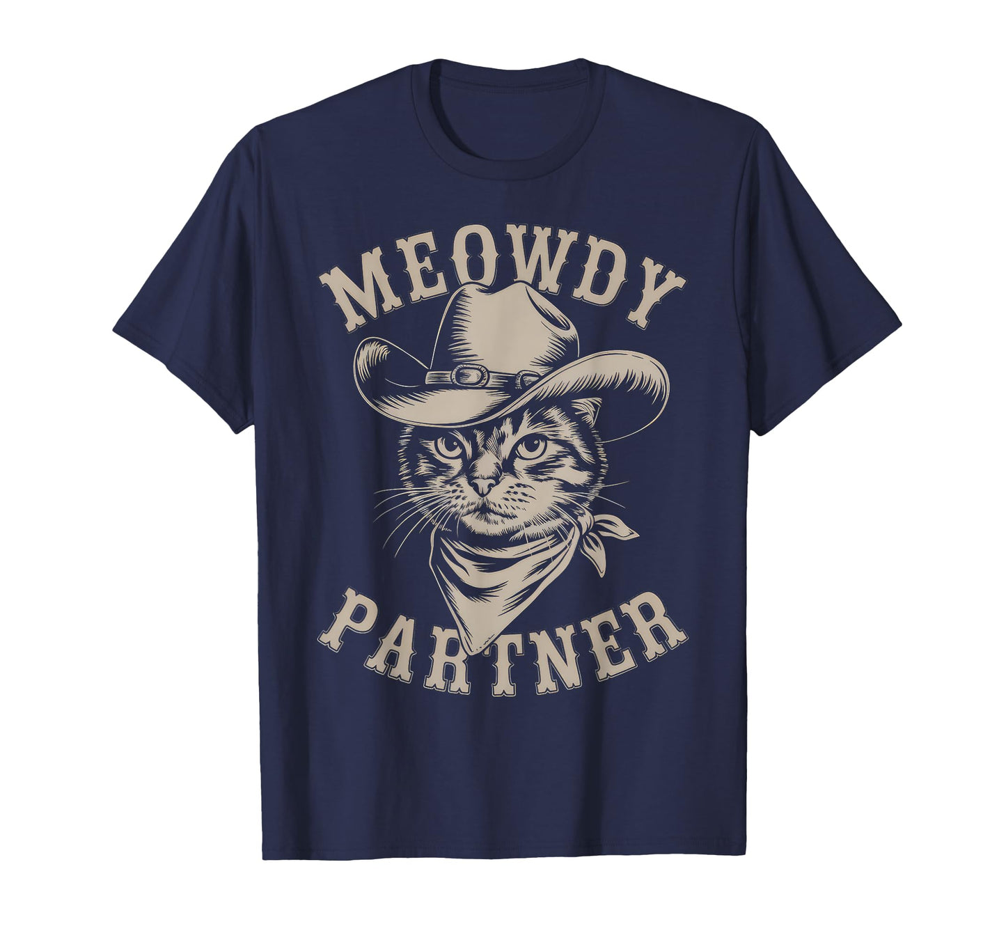 Meowdy Cat Funny Cowboy Western Graphic Cat Lady Cat Dad T-Shirt
