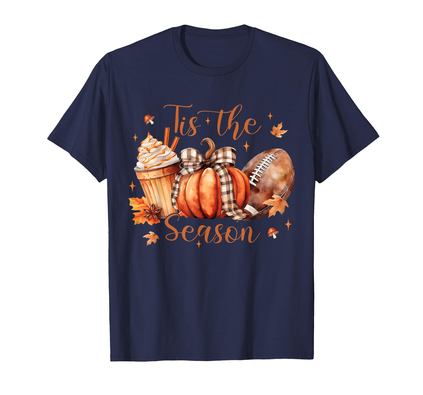 Coquette Tis The Season Pumpkin Thanksgiving Fall Football T-Shirt