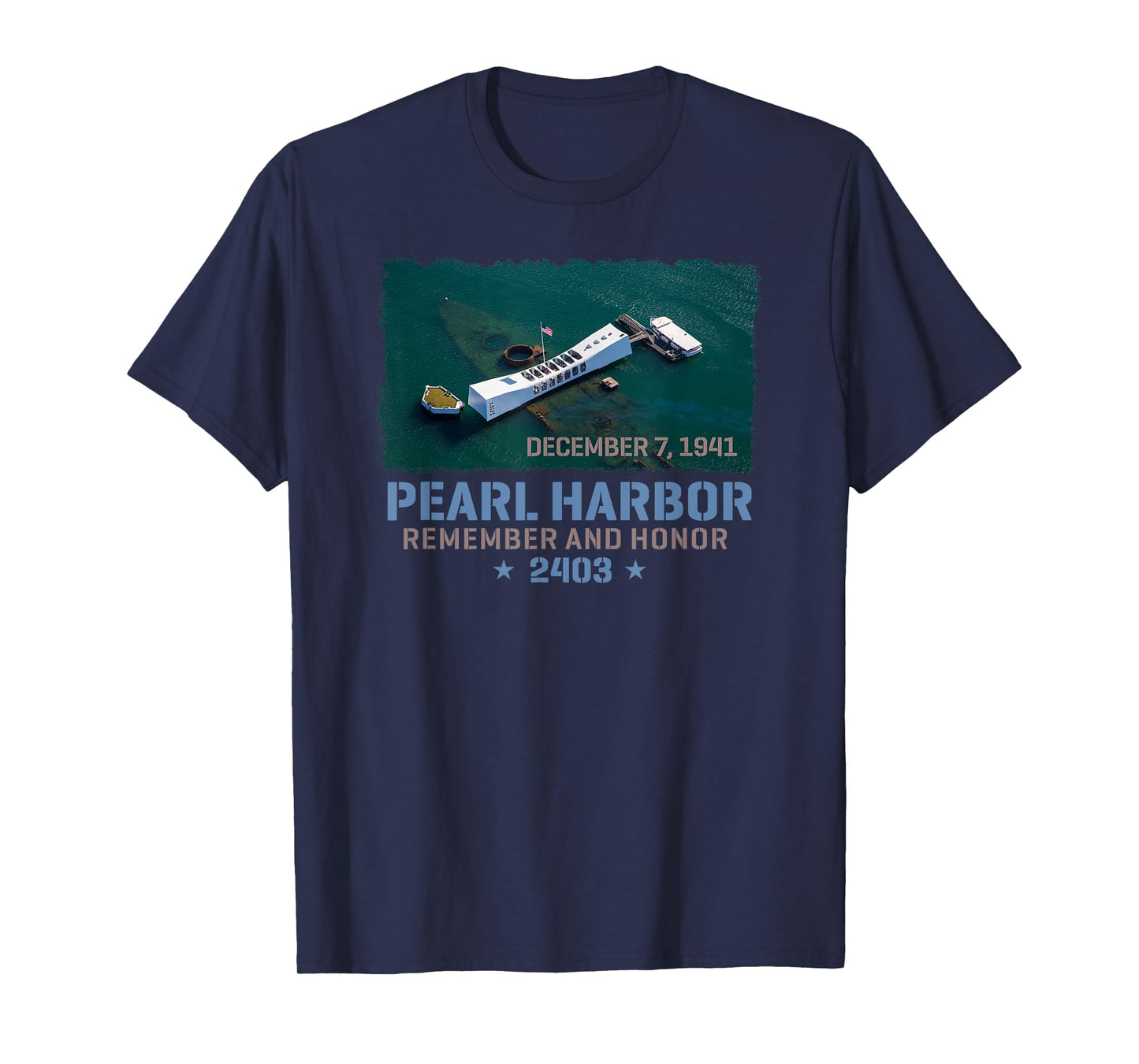Pearl Harbor Remember and Honor USS Arizona Brush Print T-Shirt