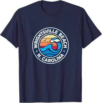 Wrightsville Beach North Carolina NC Vintage Nautical Waves T-Shirt