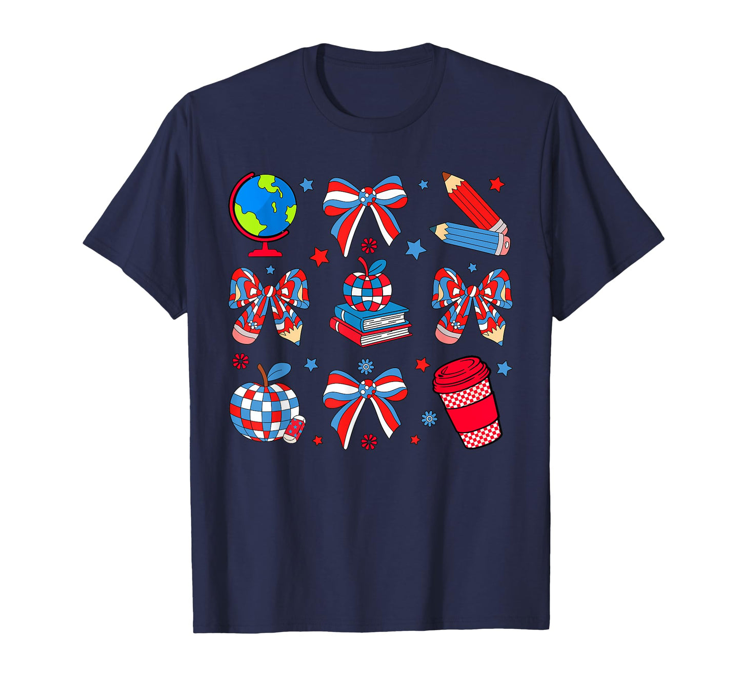Patriotic Teacher 4th of July Teacher Coquette USA American T-Shirt
