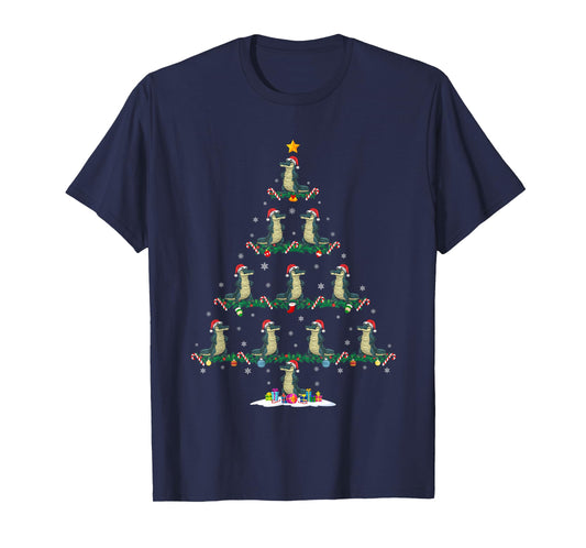 Alligator Christmas Tree Pajama Men Women Kids Ugly Xmas T-Shirt