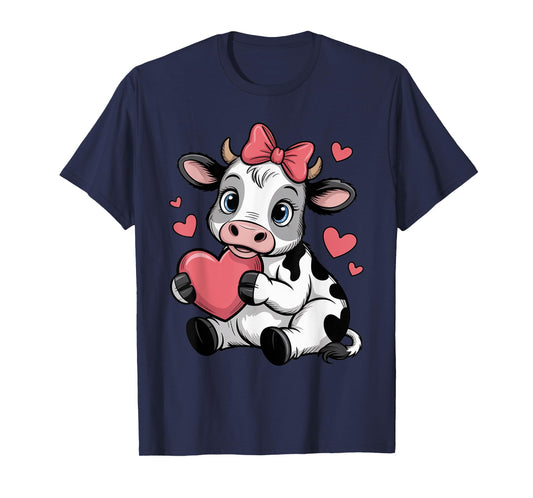 Black White Cow Pink Coquette Bow Cow Cattle Farmer Cow T-Shirt