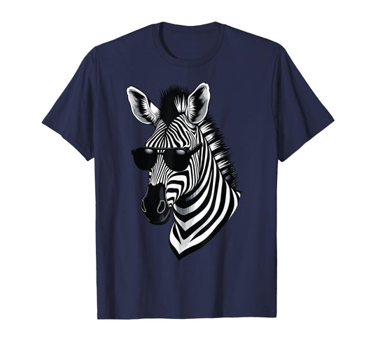 Zebra Sunglasses Funny Wildlife Zebra Graphic T-Shirt