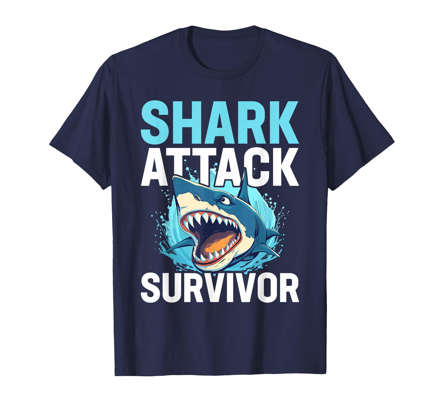 Shark Attack Survivor Men Women Shark Bite Vintage T-Shirt