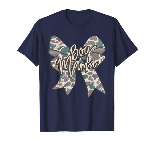 Boy Mama Camo Coquette Bow Camouflage Mothers Day T-Shirt