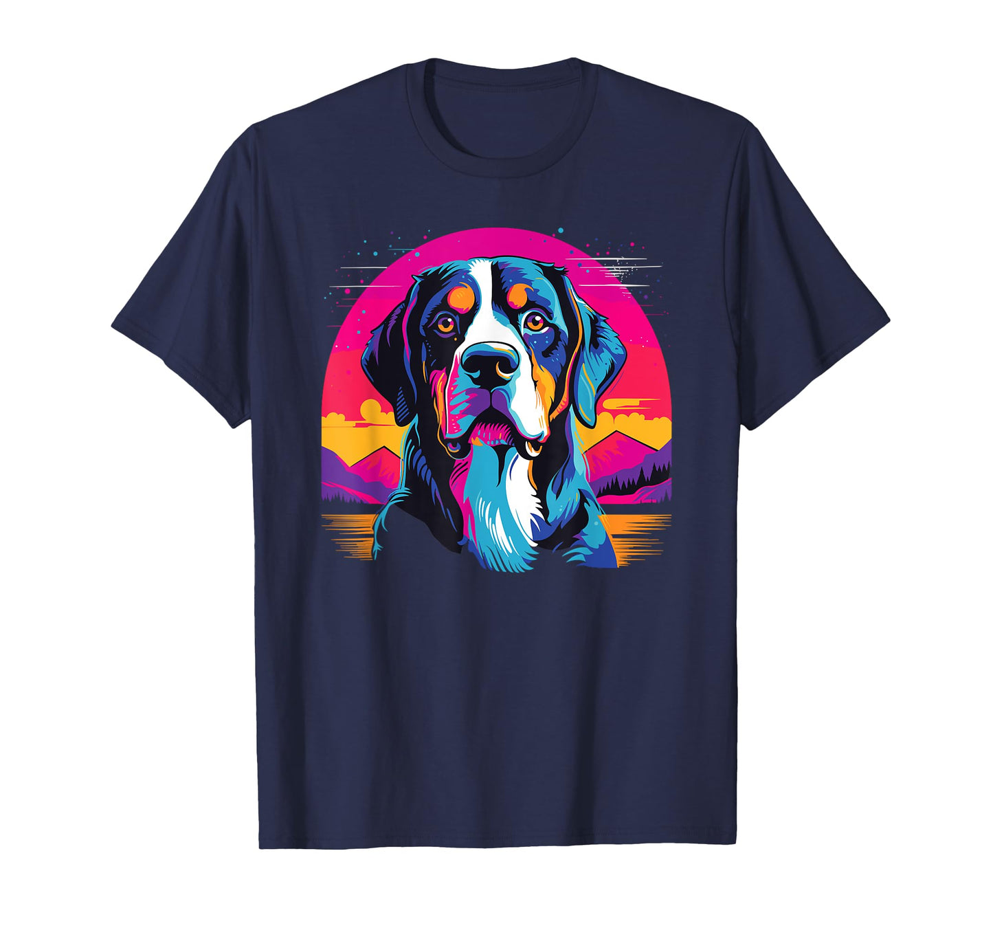 Watercolor Colorful Greater Swiss Mountain Dog T-Shirt for Men Women Kids