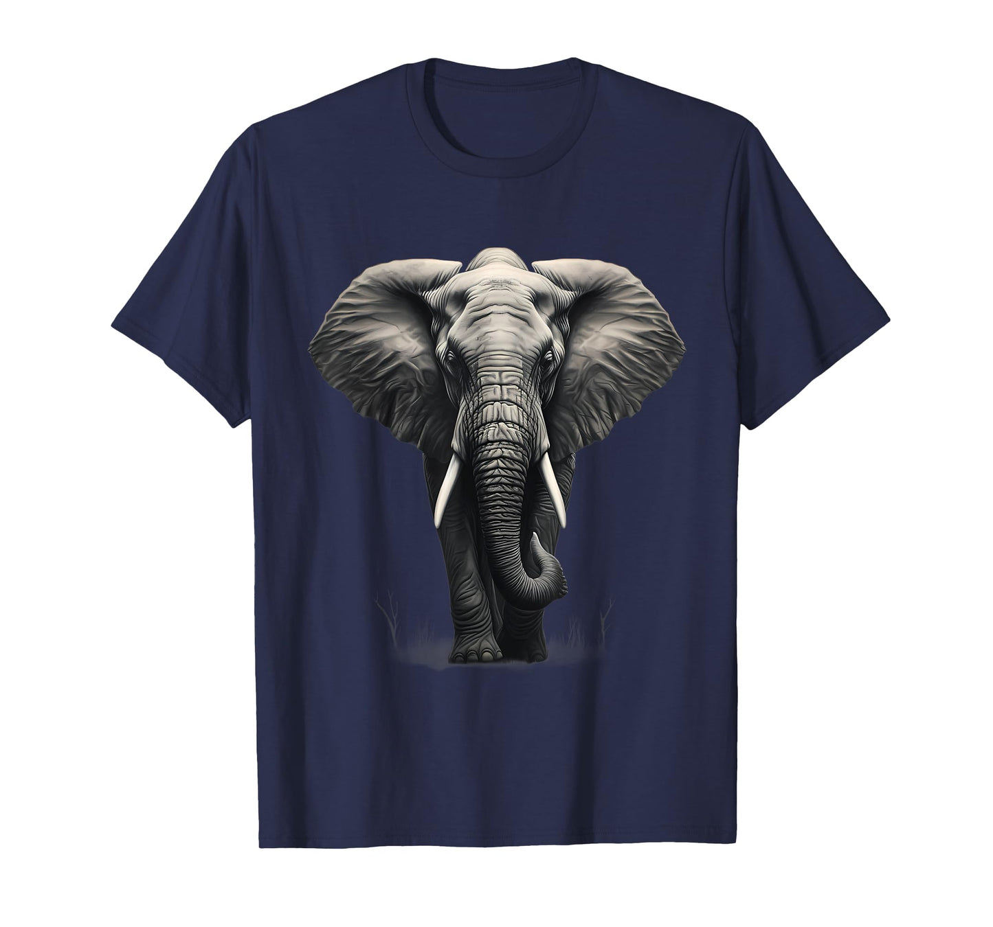 Elephant Drawing Motif Safari Animal Print Artwork Wildlife T-Shirt