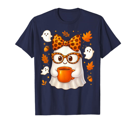 Cute Boo Ghost Coffee Pumpkin Spice Fall Autumn Women Girl T-Shirt