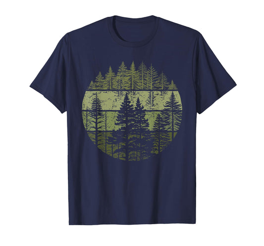 Retro Wildlife Trees Outdoors Nature Forest Vintage T-Shirt