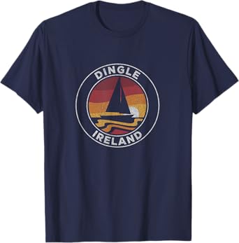 Dingle Ireland Vintage Sailboat 70s Retro Sunset T-Shirt