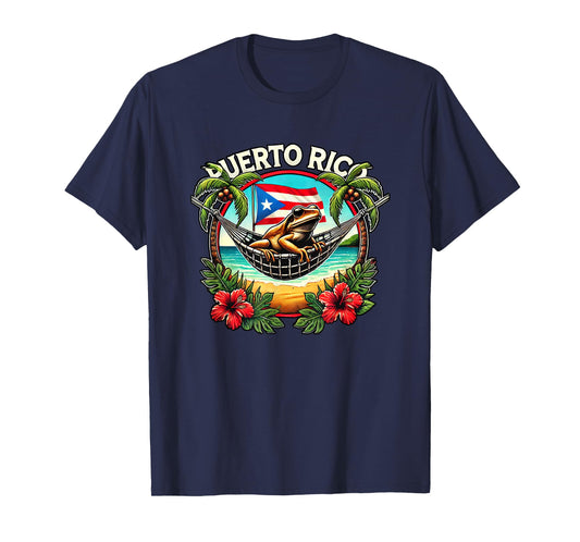 Puerto Rico Vacation Coqui Hammock Palm Trees Flowers Beach T-Shirt