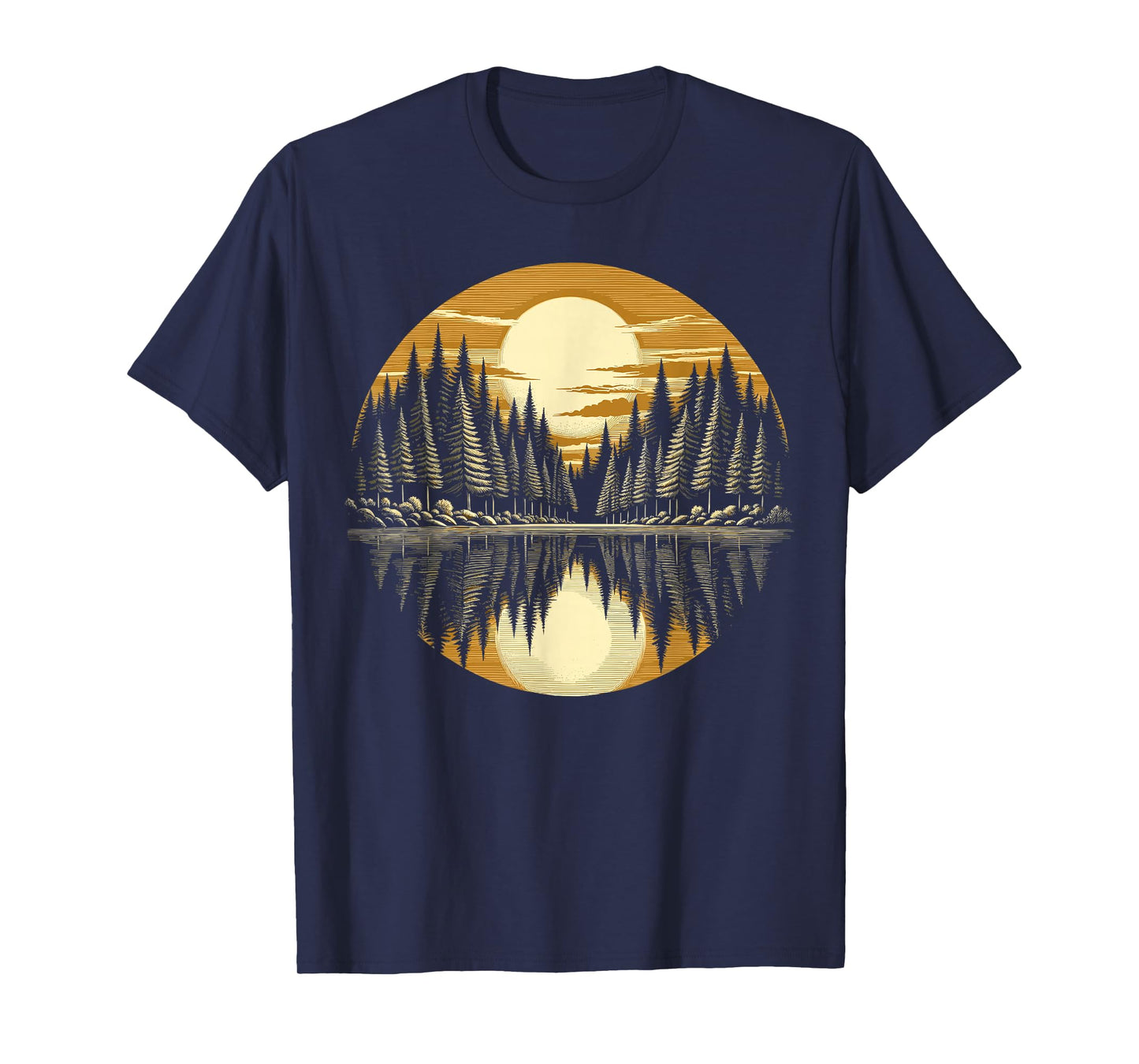 Nature Reflection Retro Forest Trees Outdoor Wildlife T-Shirt