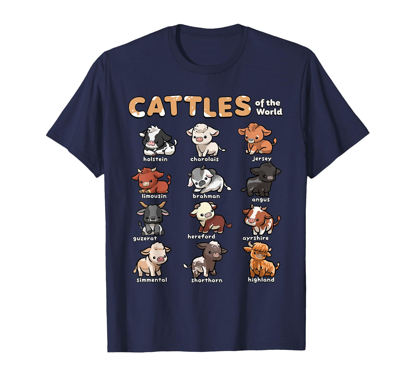Cattles Animals of the World Cattle Farmer Rancher Cow Lover T-Shirt
