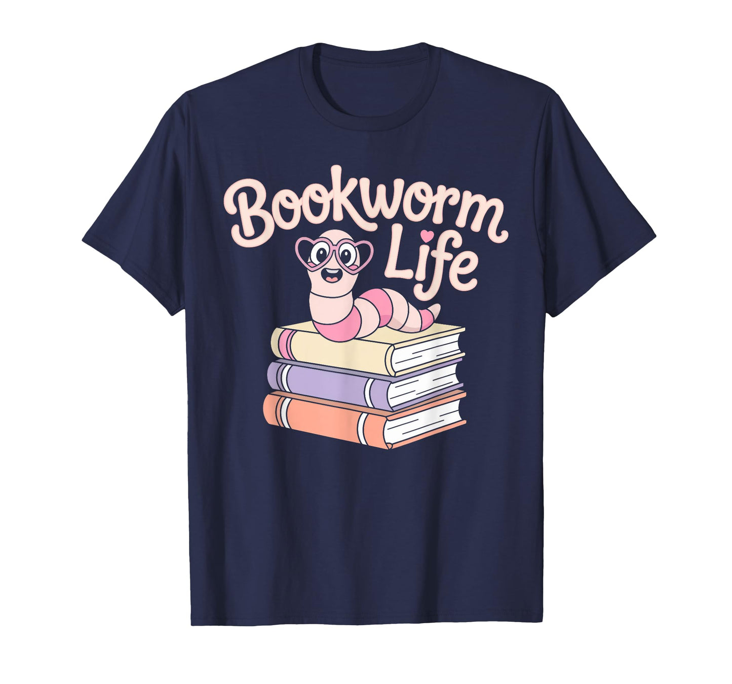 Bookworm Life Cute Worm on Books T-Shirt