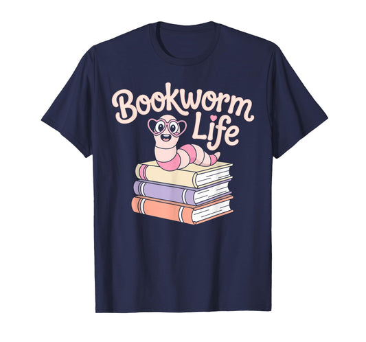 Bookworm Life Cute Worm on Books T-Shirt