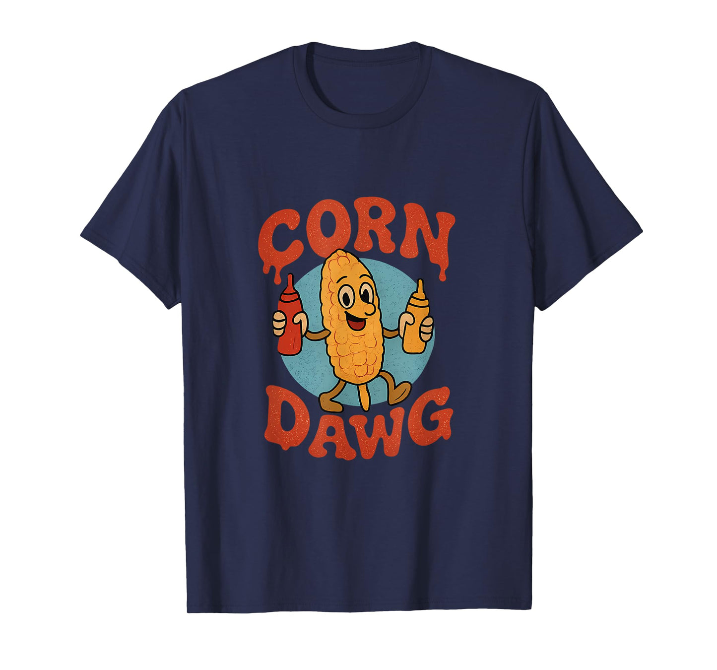 Corn Dawg Funny Farm Humor Ketchup Drip Graphic T-Shirt
