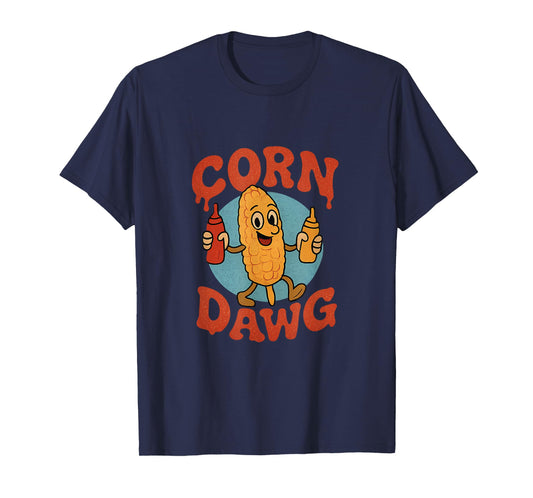 Corn Dawg Funny Farm Humor Ketchup Drip Graphic T-Shirt