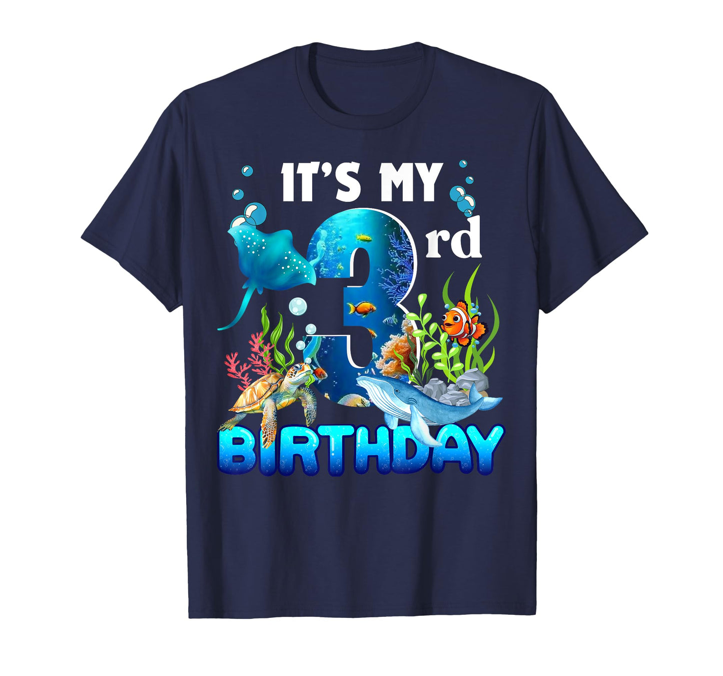 It's My 3rd Birthday Party Ocean 3 Years Old Sea Fish B-Day T-Shirt