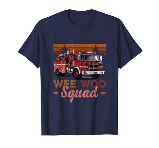 Wee Woo Squad Fire Truck Firefighter Vintage Fire Engine T-Shirt