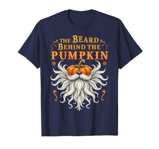 The Beard Behind the Pumpkin Halloween Bearded Men T-Shirt