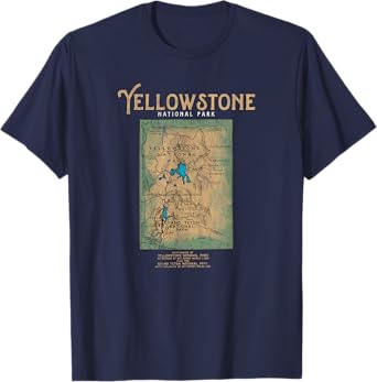 Retro Yellowstone and Grand Teton National Park Map T-Shirt
