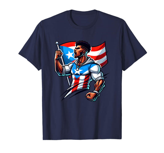 Afro Boricua Protest Fist Puerto Rican Flag Strong Latino T-Shirt