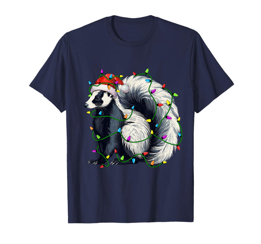 Skunk Santa Christmas Tree Lighting Xmas Funny T-Shirt