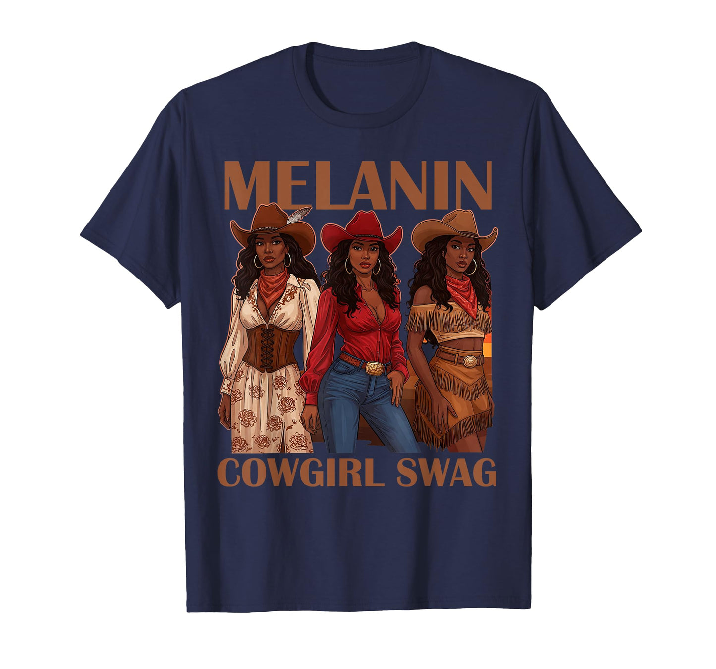 Let's Go Girls Retro Western Country Melanin Cowgirl Swag T-Shirt