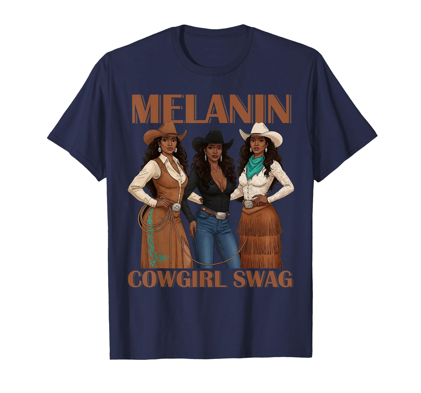 Let's Go Girls Retro Western Country Melanin Cowgirl Swag T-Shirt