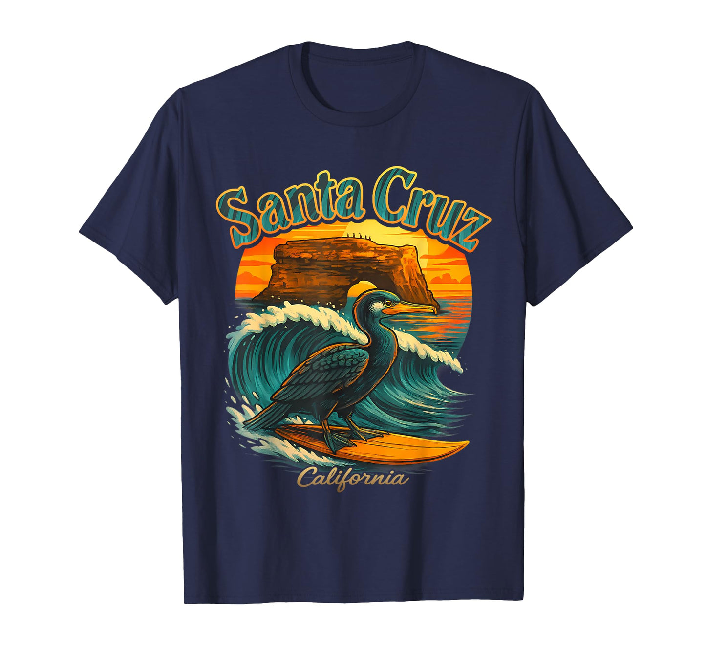 Surfer Surfing 70s 80s Santa Cruz California Retro Vintage T-Shirt