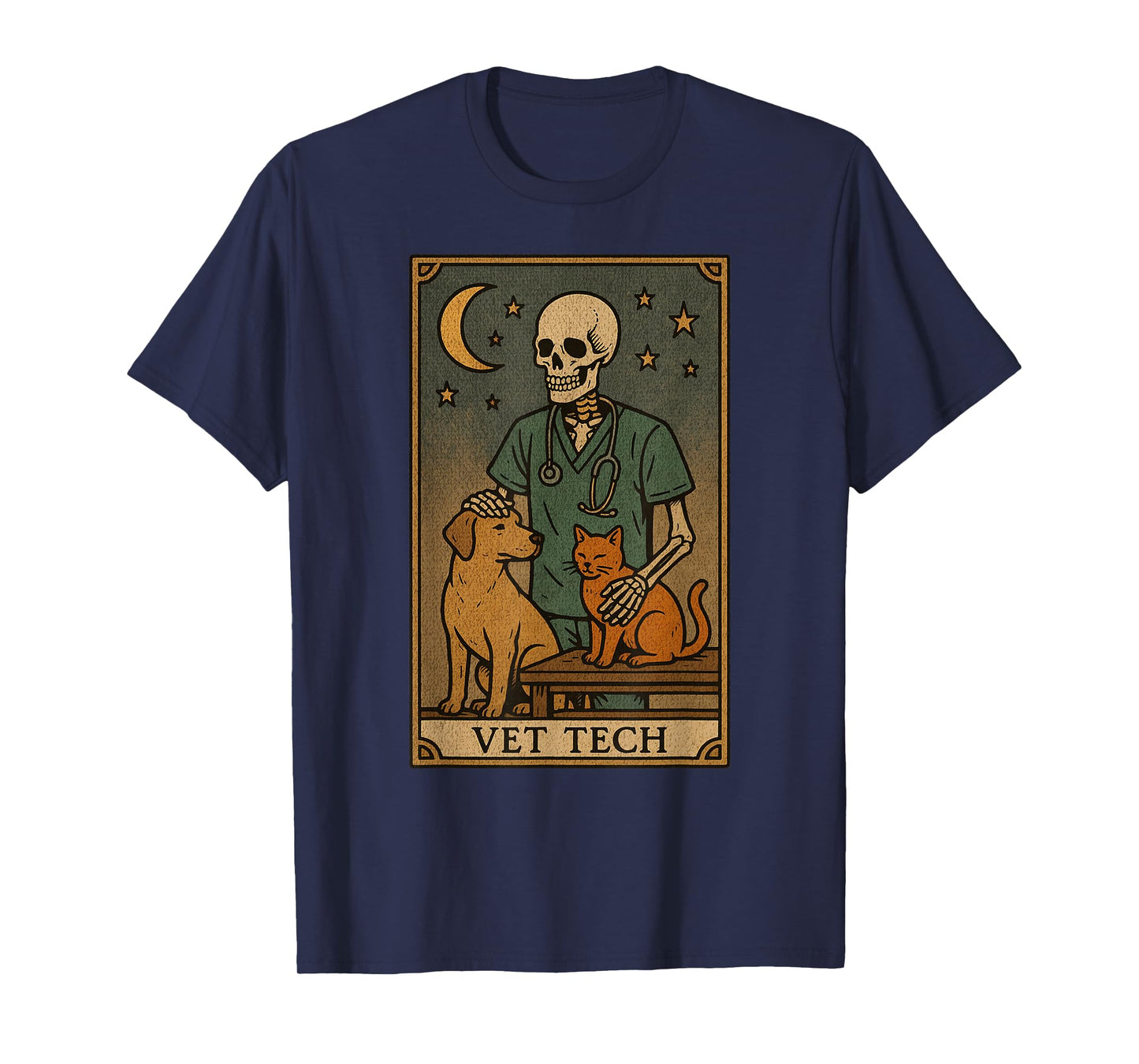 "The Vet Tech" Veterinary Technician Skeleton Tarot Card T-Shirt