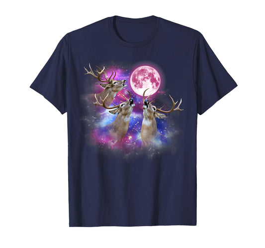 White tailed deer Howling At The Moon Wildlife colorful T-Shirt