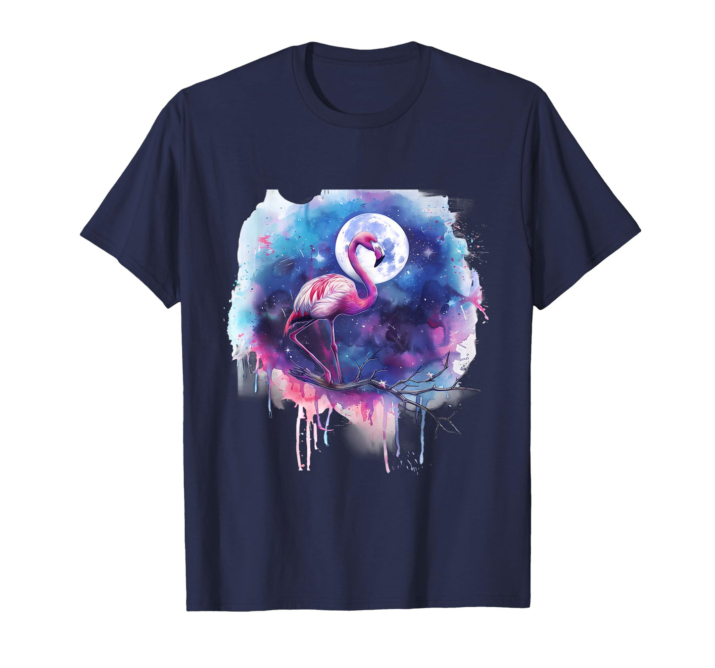 Pink Flamingo Bird Moon Wildlife Flamingo Lover Artwork T-Shirt