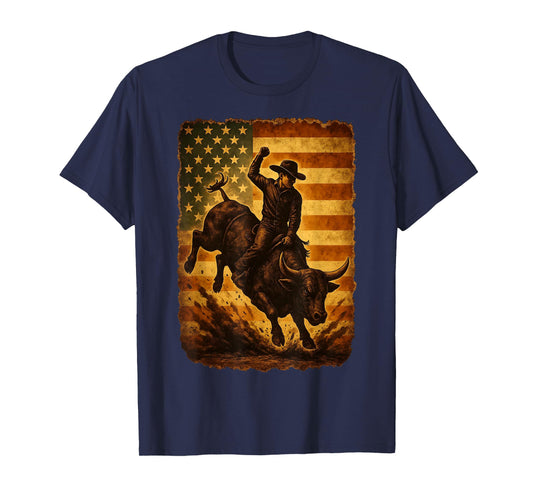 Rodeo Cowboy Bull Rider Western Rustic Gift Men Women Kid T-Shirt